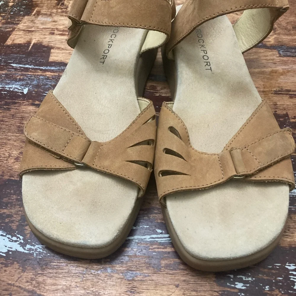 EUC Rockport Suede Open Toe Sandals Women’s Size 7 - Picture 4 of 7